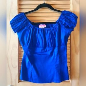 Pin Up Pheasant Top...size medium, color is electric blue
